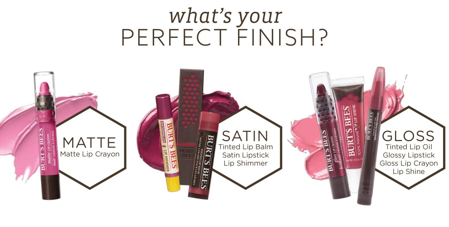 Burt's Bees in a clutch beside essentials showing everyday wearable shade
