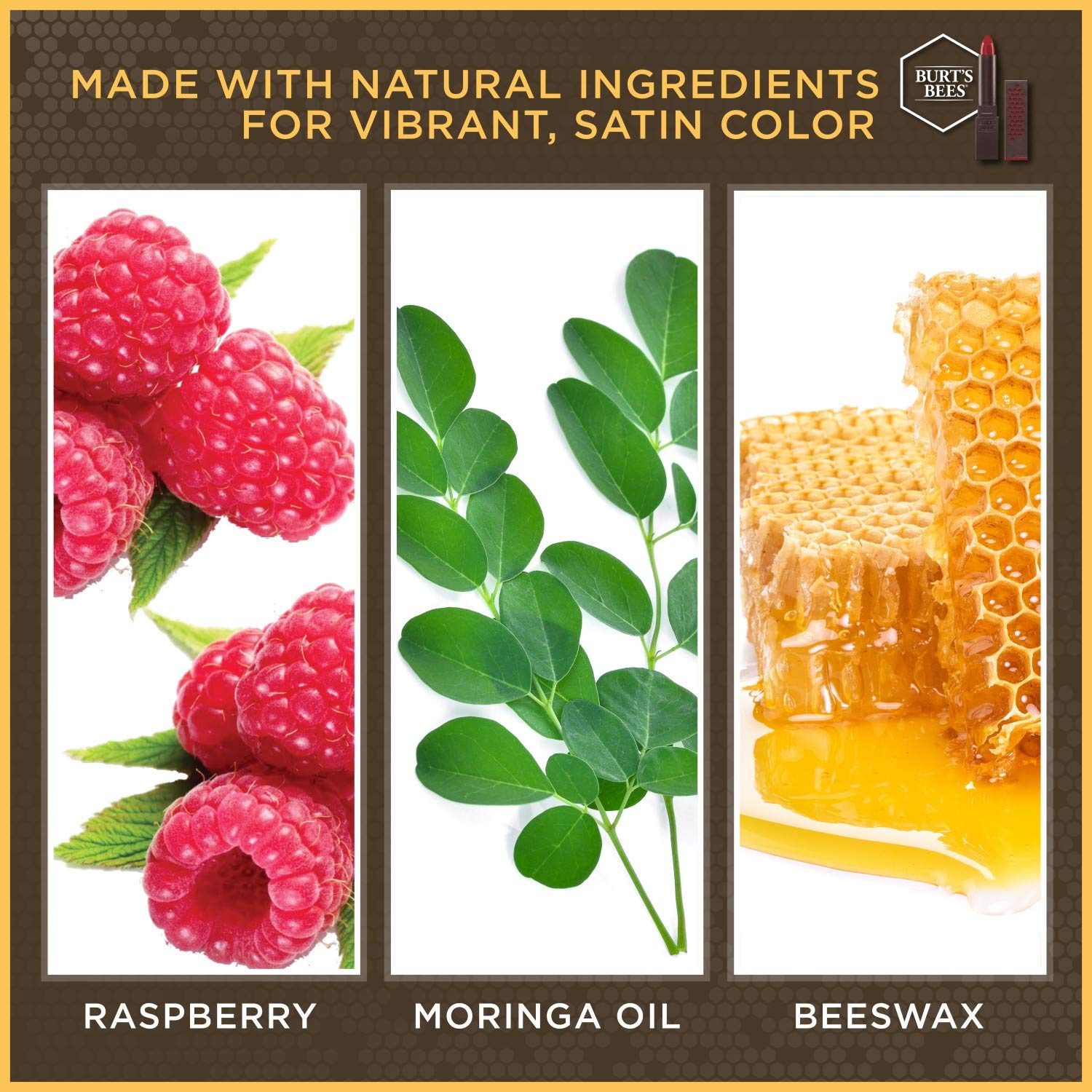 Burt's Bees packaging back label with ingredients and natural claims highlighted
