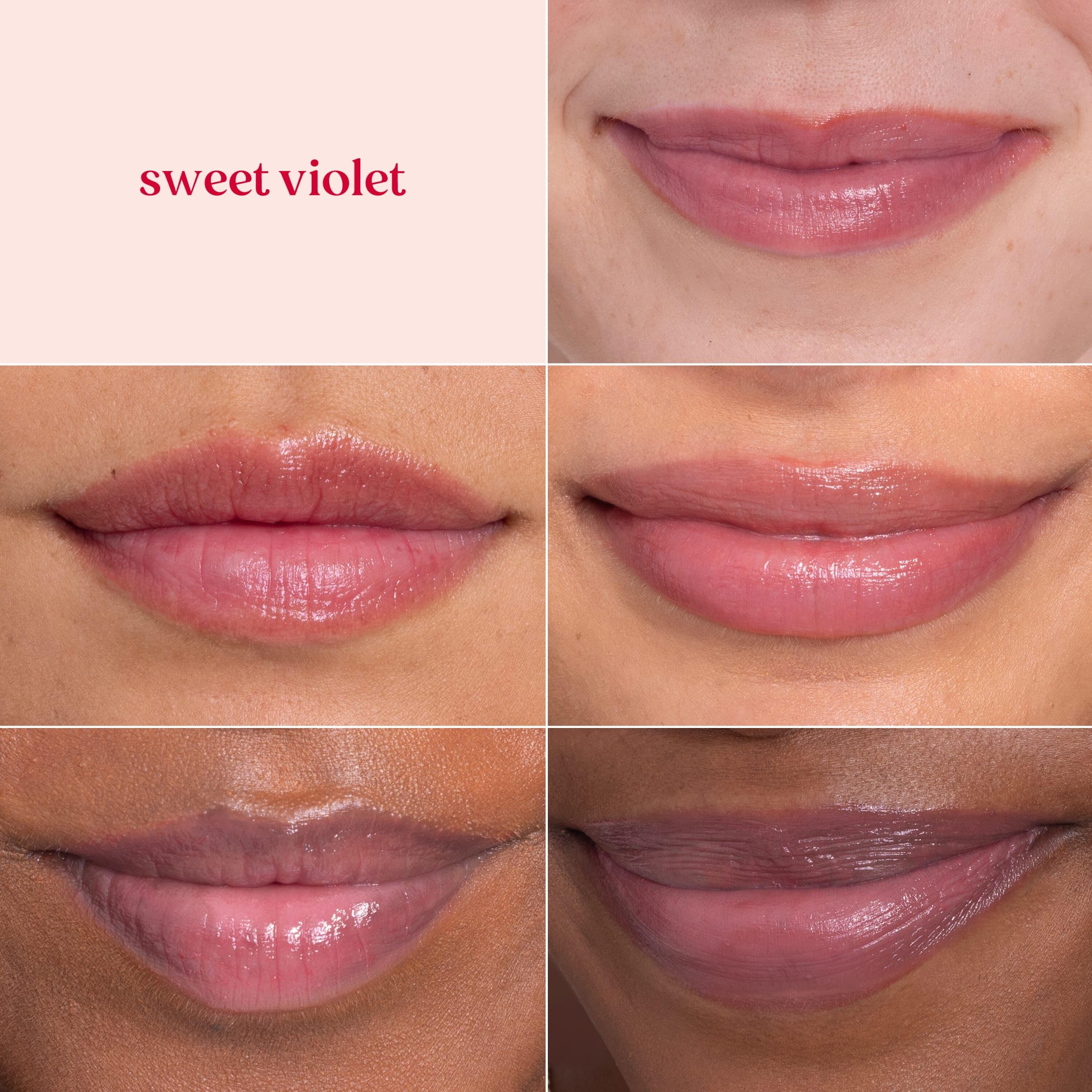 Burt's Bees applied on model lips in natural setting, subtle plum enhancement