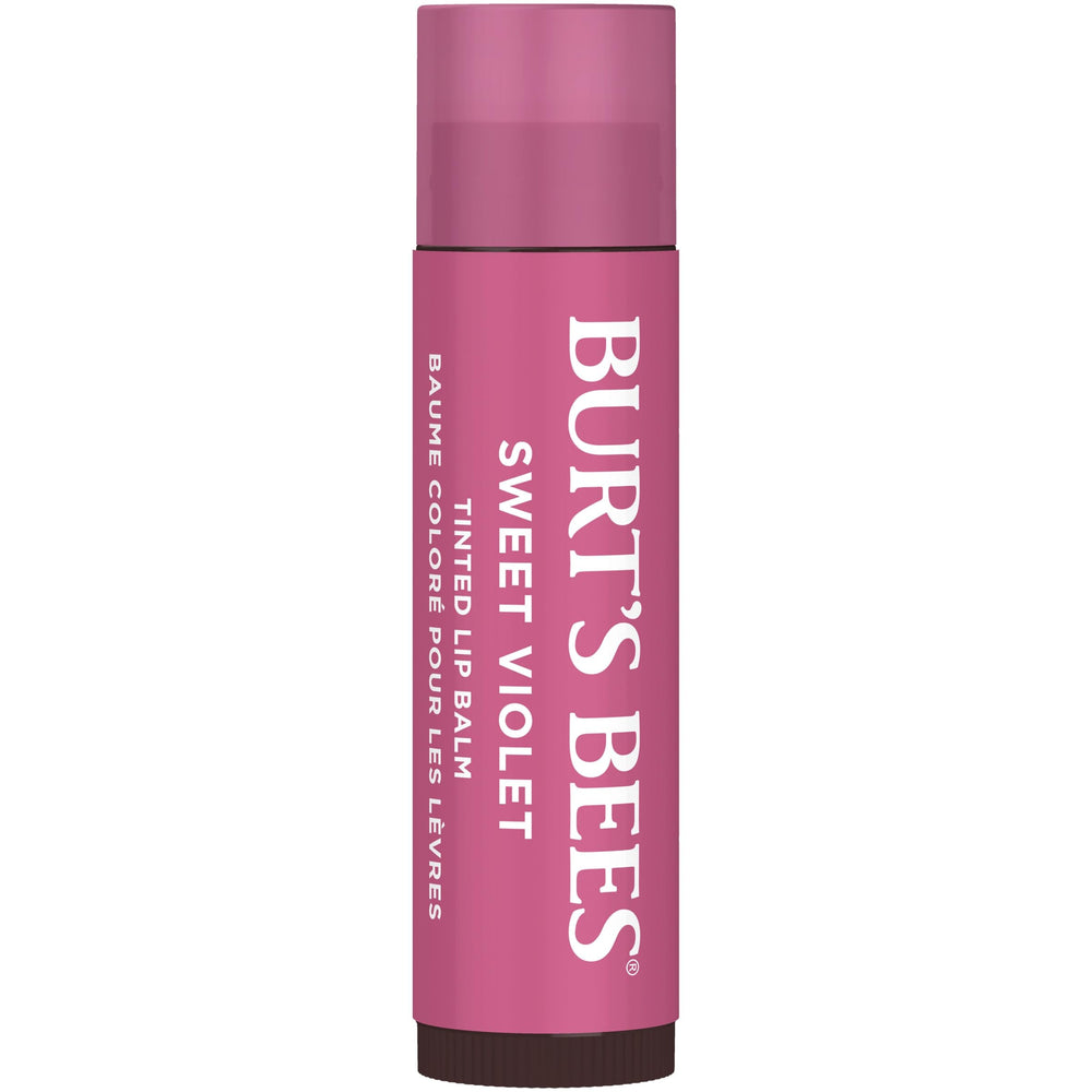 Burt's Bees open twist stick of Sweet Violet showing angled balm for easy application