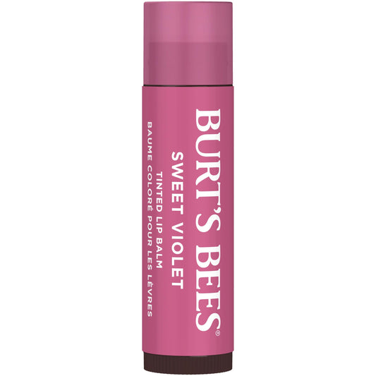 Burt's Bees open twist stick of Sweet Violet showing angled balm for easy application
