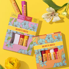 Burt's Bees swiped balm texture closeup demonstrating smooth, non-sticky feel