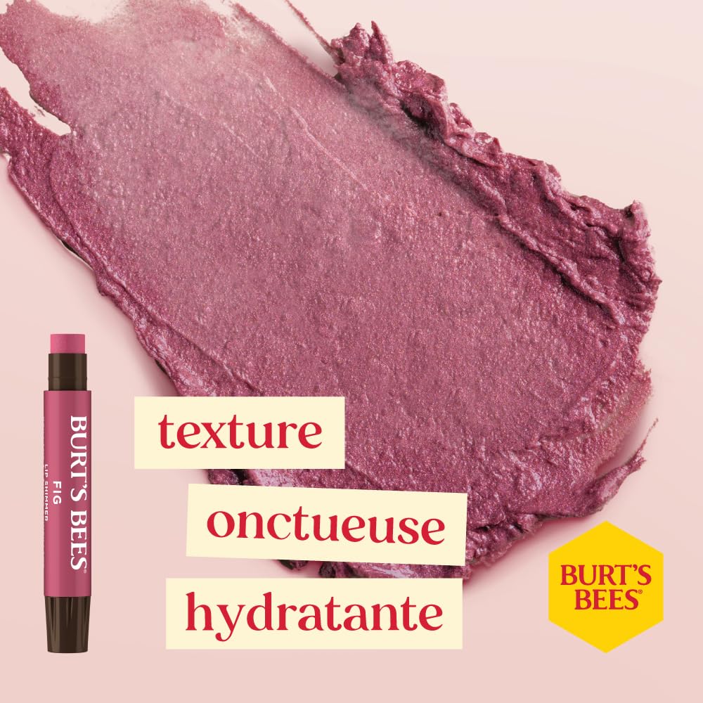 Burt's Bees texture on fingertip showing glossy, moisturizing finish