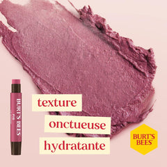 Burt's Bees texture on fingertip showing glossy, moisturizing finish