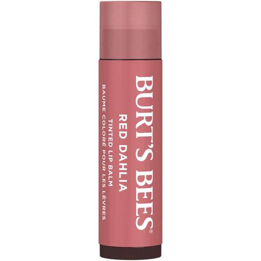 Burt's Bees open tinted balm twist-up showing smooth balm tip and ease
