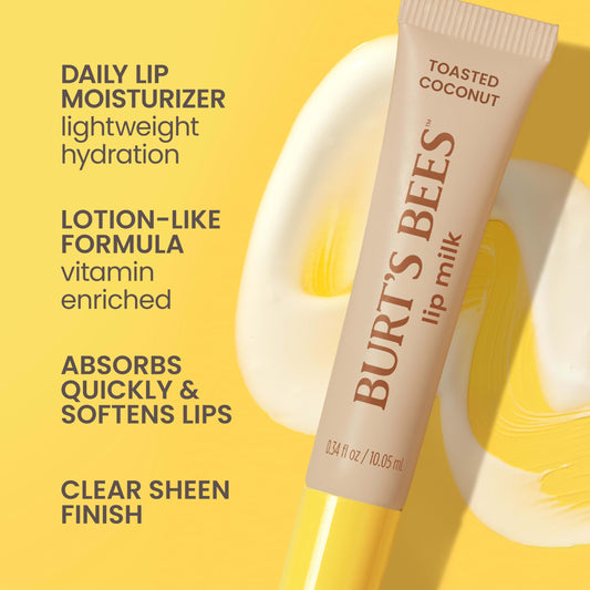 Burt's Bees open cap showing creamy milky texture that absorbs quickly