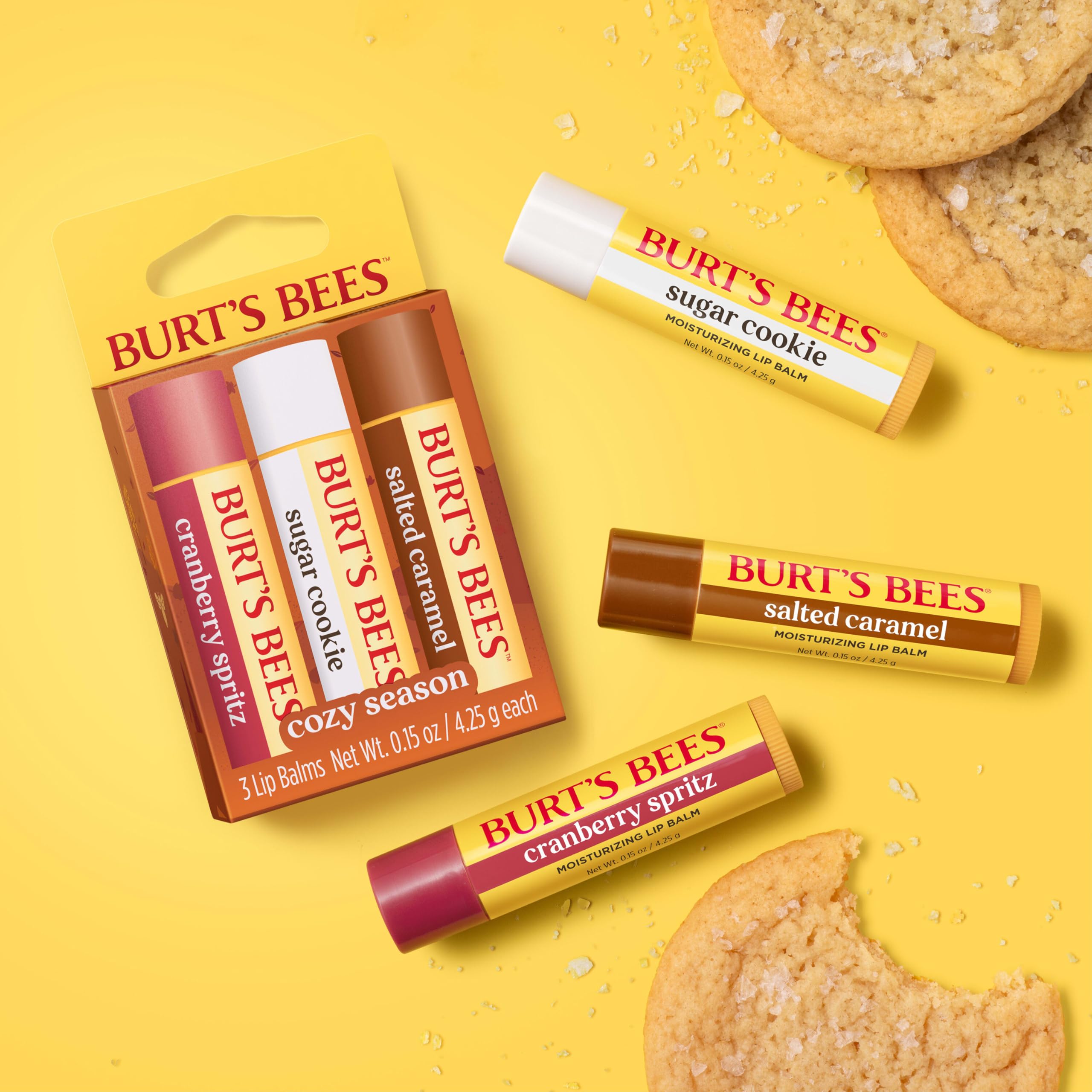 Burt's Bees tube inside a purse showing portable size and on-the-go care