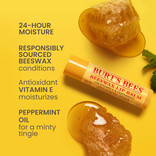 Burt's Bees tubes lineup displaying Beeswax Vanilla Cucumber Coconut & Pear for variety