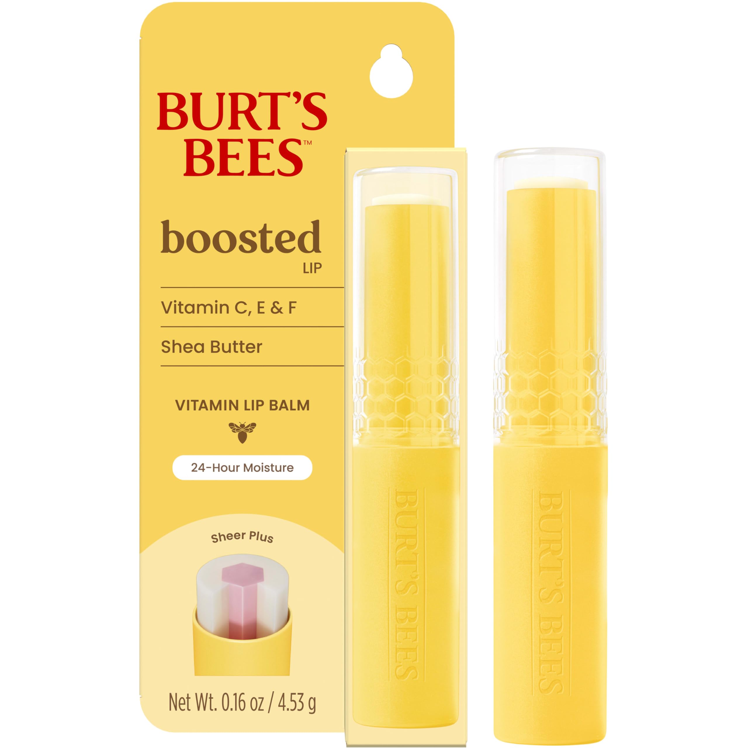 Burt's Bees twist-up stick opened to reveal balm for quick on-the-go hydration