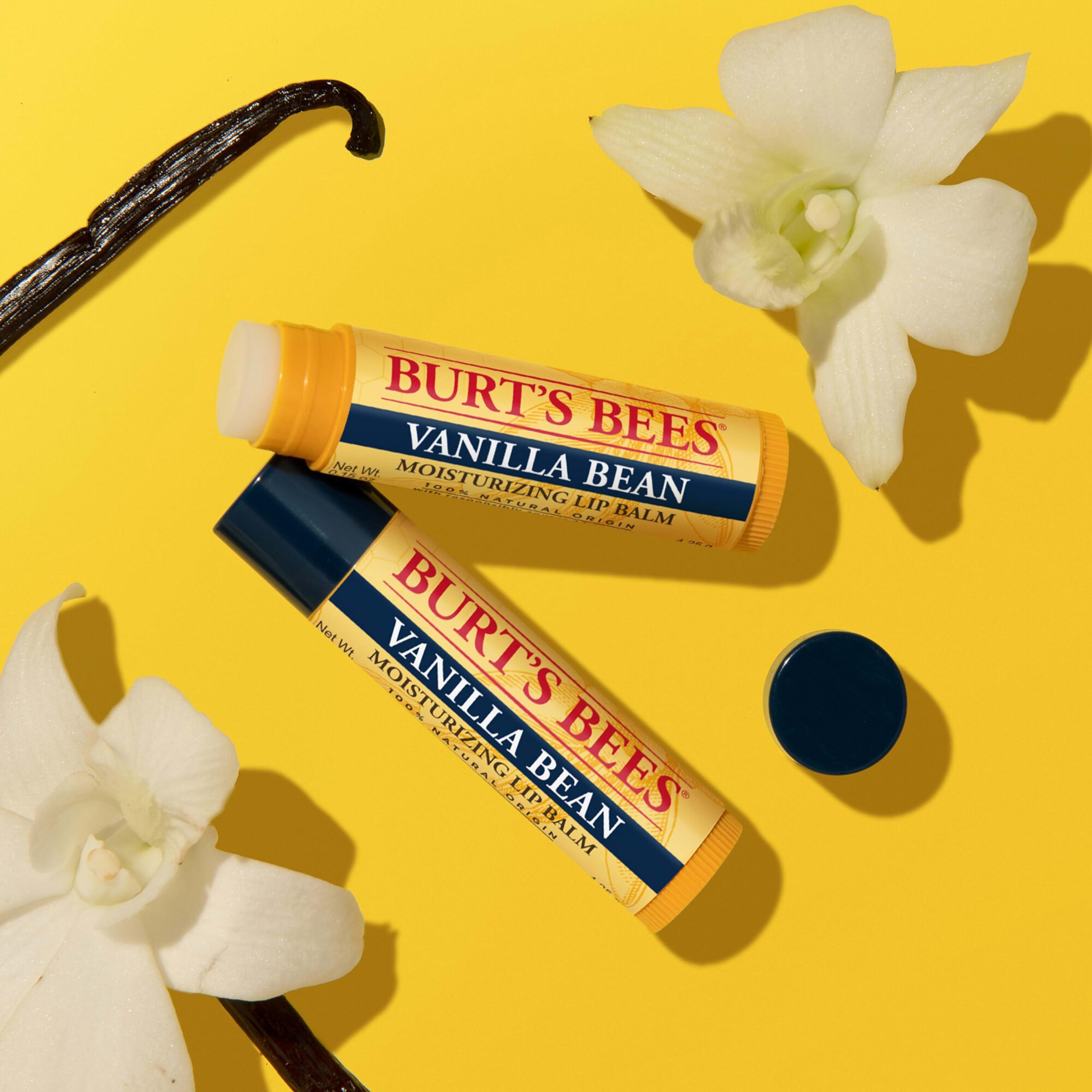 Burt's Bees label close-up showing ingredient transparency and clean formula benefits