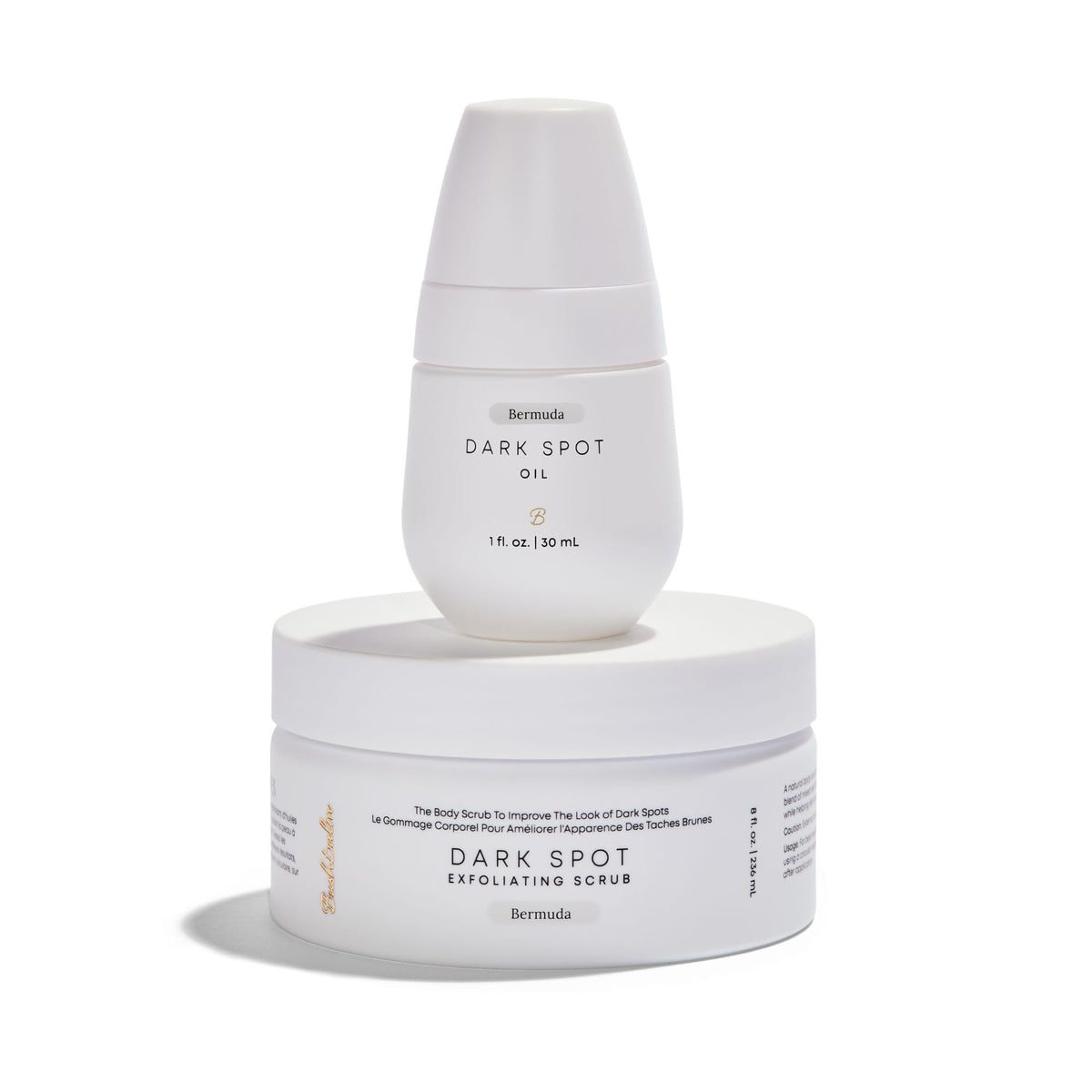 Bushbalm front packaging showing both Bermuda scrub and oil benefits