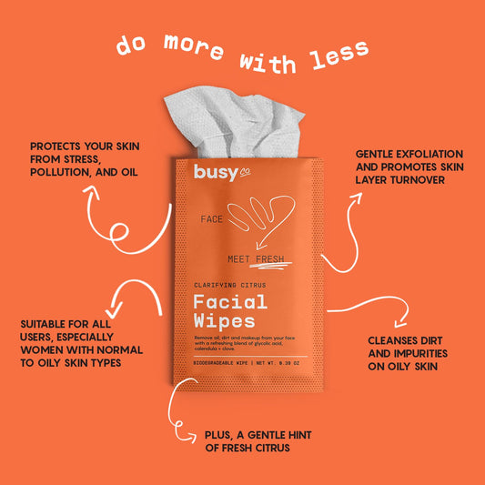 BUSYCO close-up of wipe texture highlighting gentle exfoliating fabric