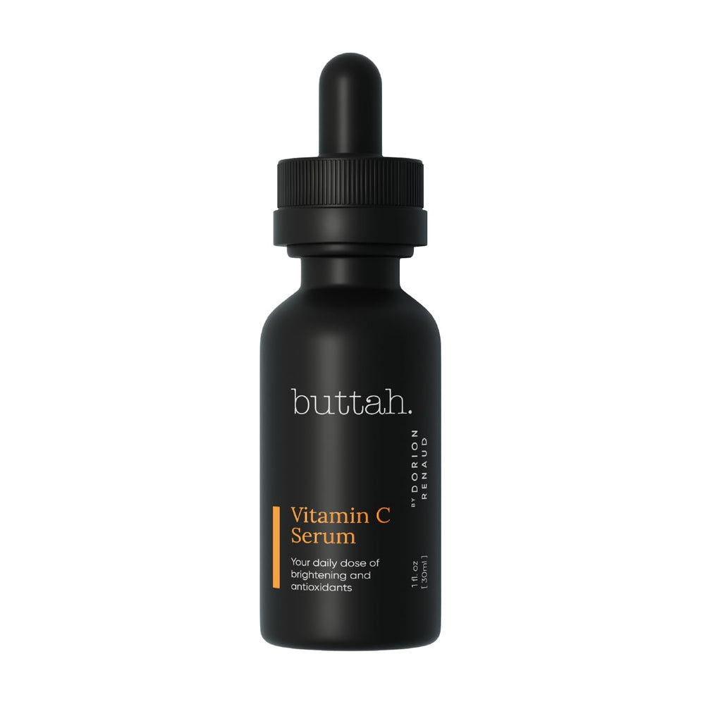 buttah. front bottle view showing brightening serum benefits