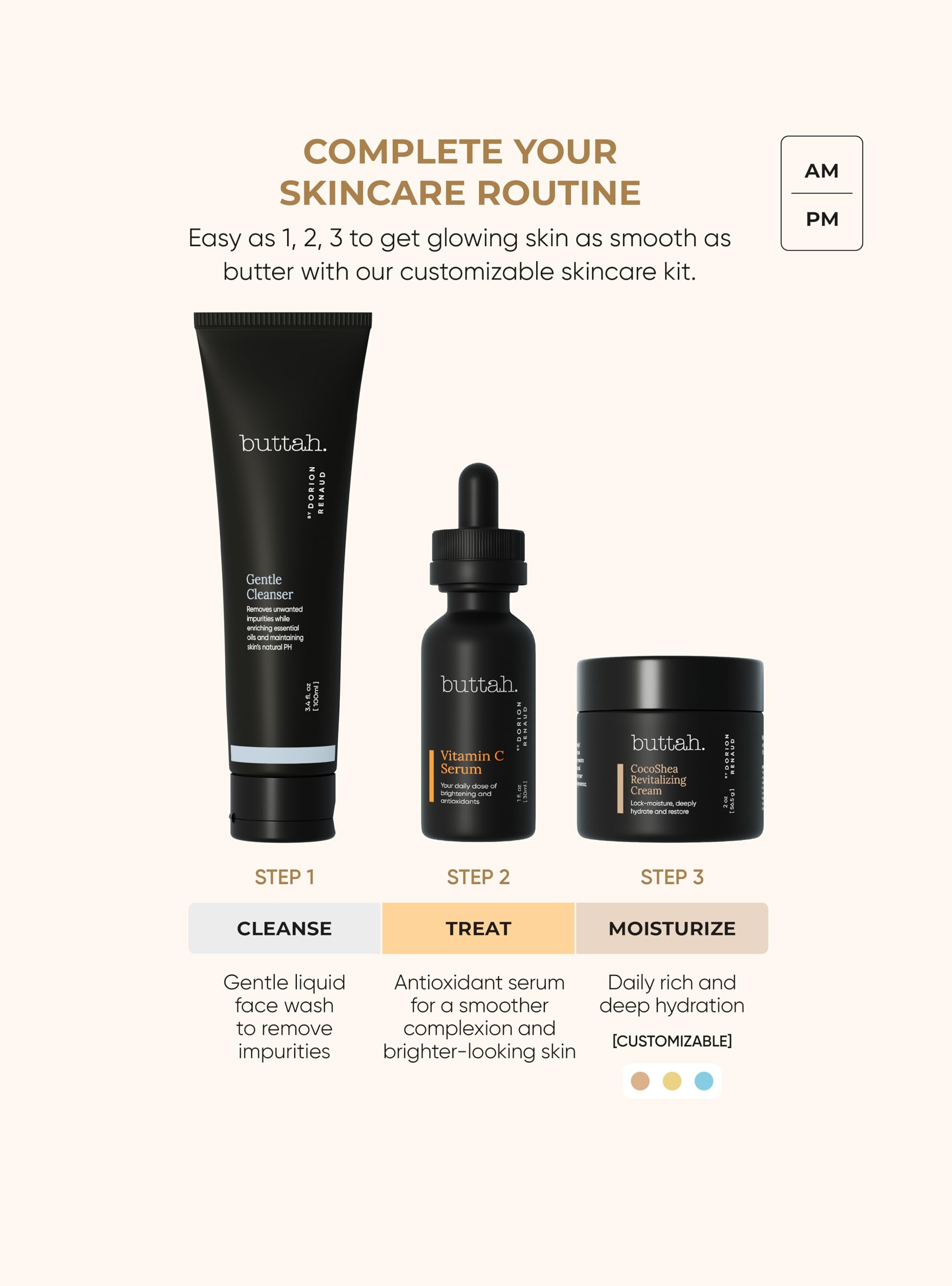 buttah cleanser in hand demonstrating gentle gel lather for non-stripping cleansing