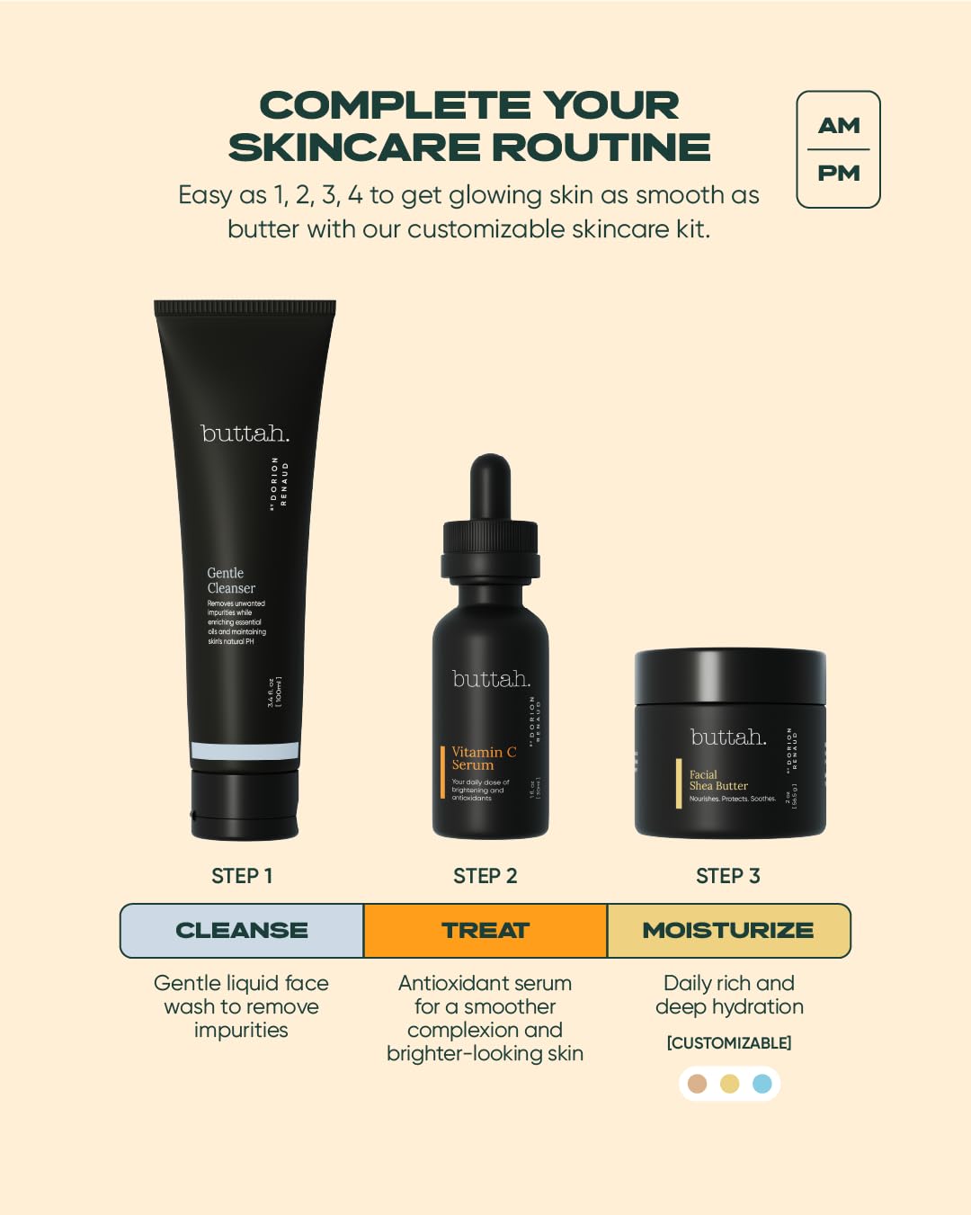 buttah. lifestyle display on bathroom counter illustrating everyday routine benefit