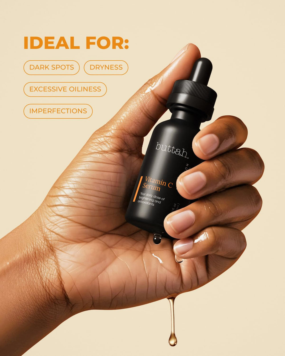 buttah. texture close-up of lightweight serum demonstrating fast absorption