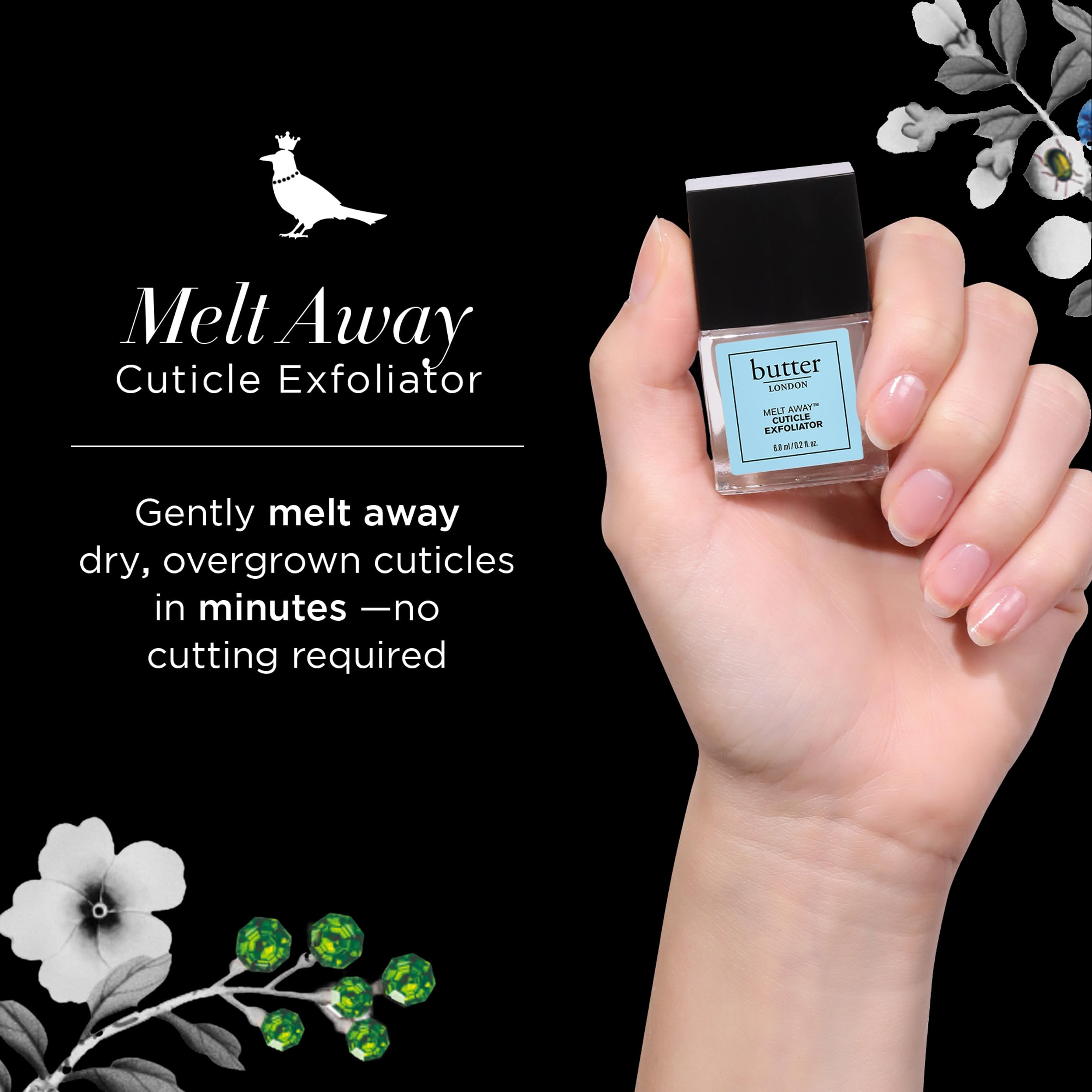 butter LONDON open-cap applicator showing precise dropper tip for easy, controlled application