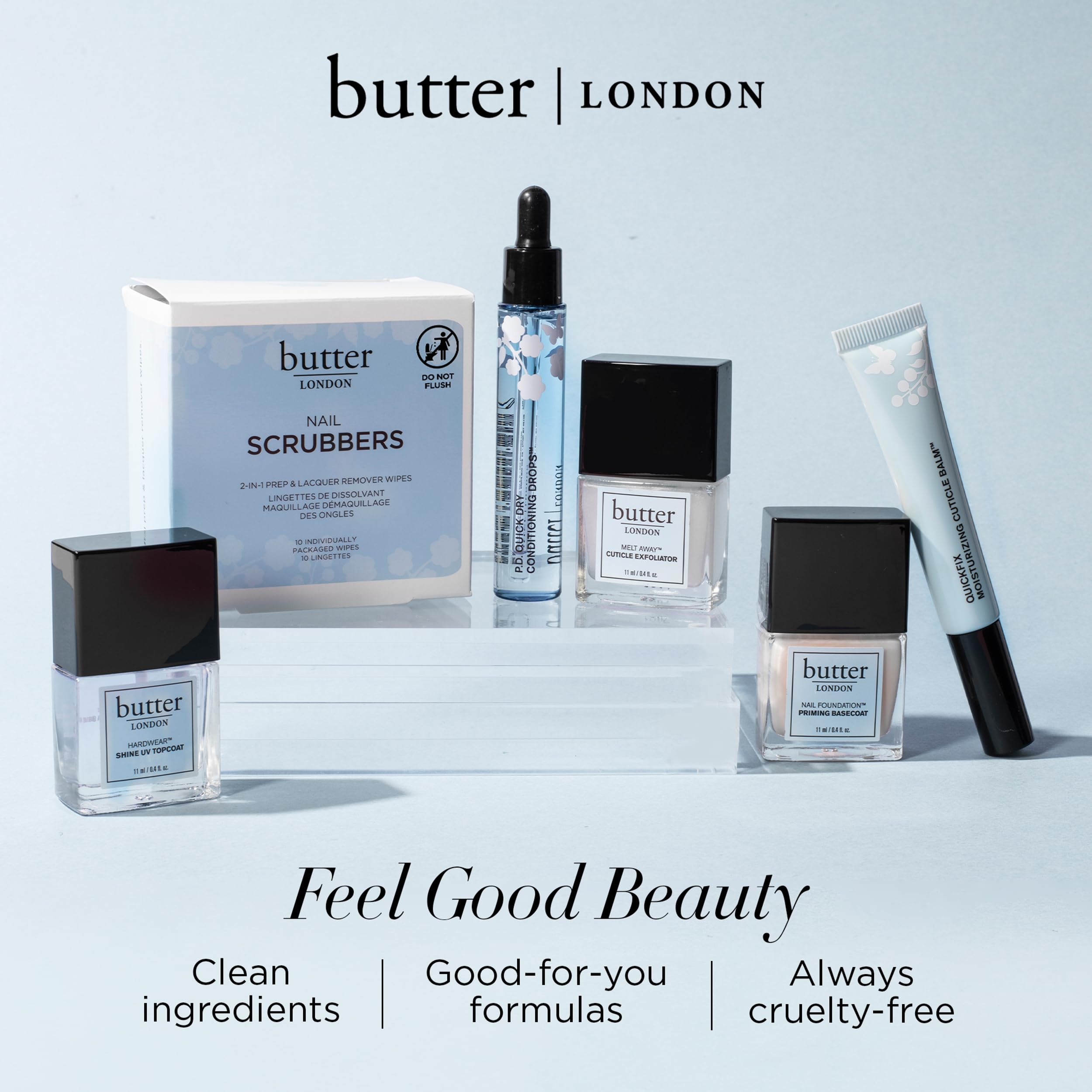 butter LONDON bottle held in hand to show 6ml size and travel-friendly convenience