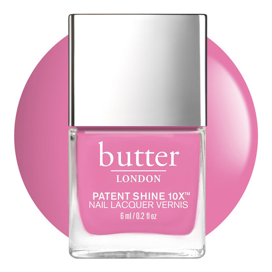 butter LONDON bottle front view showing Sweets fuchsia and glossy finish benefit