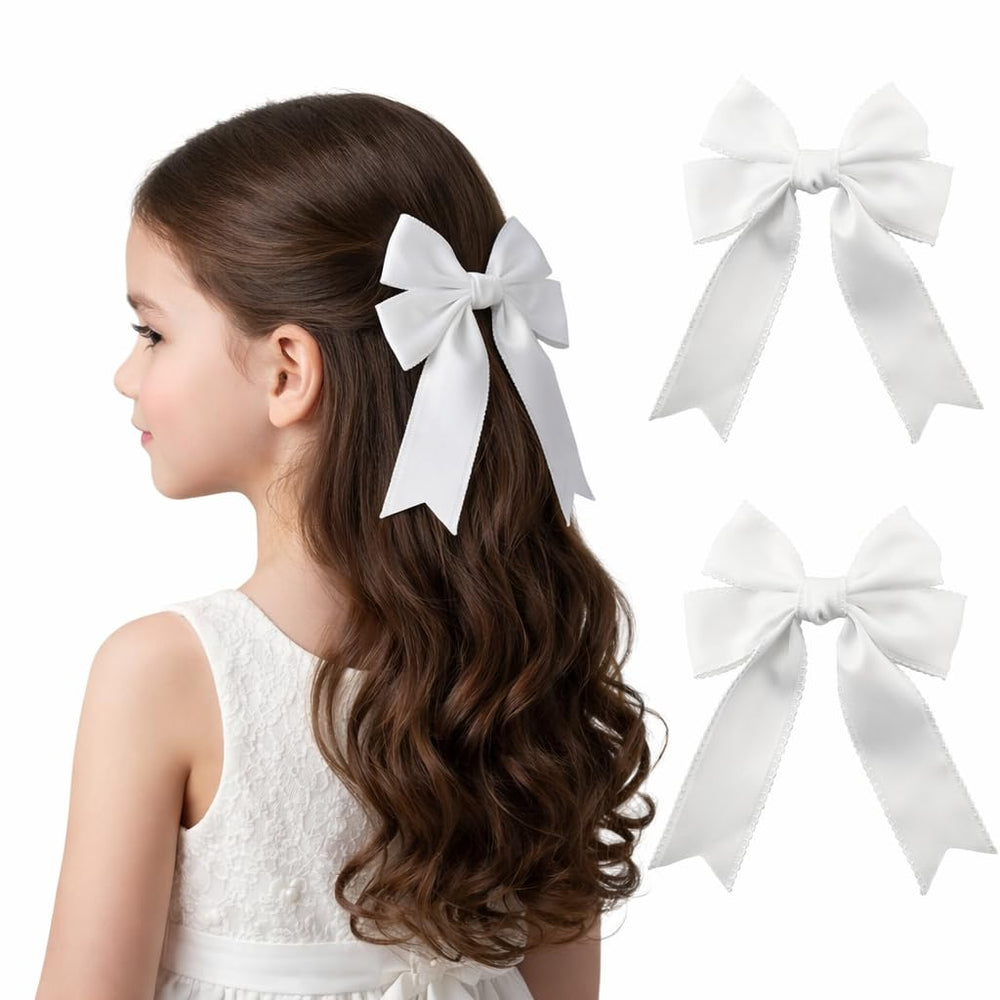 BuyaCraft front view of two white bows showing neat shape and polish