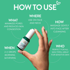 By Nature calming serum pump dispensing a single drop for easy application benefits