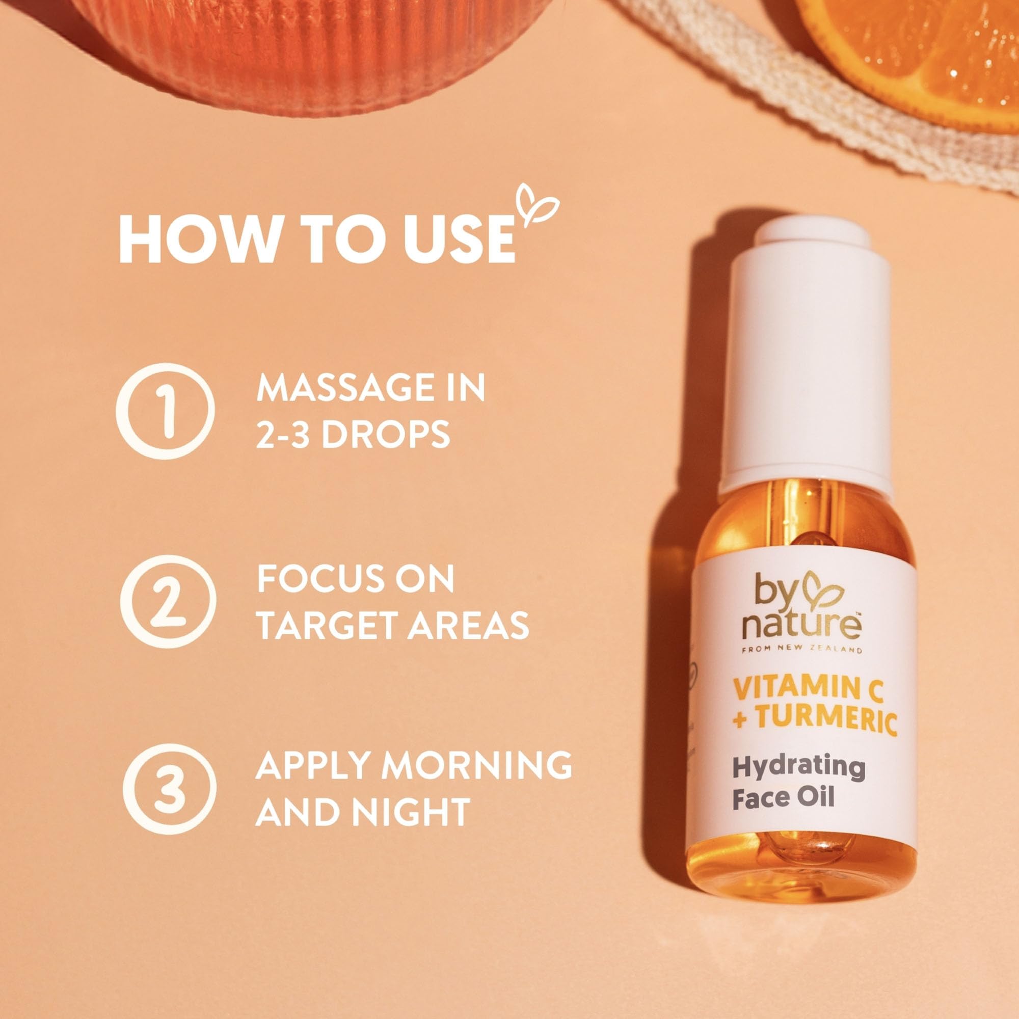 By Nature two drops in palm illustrating low-dose use and efficient nourishment benefit