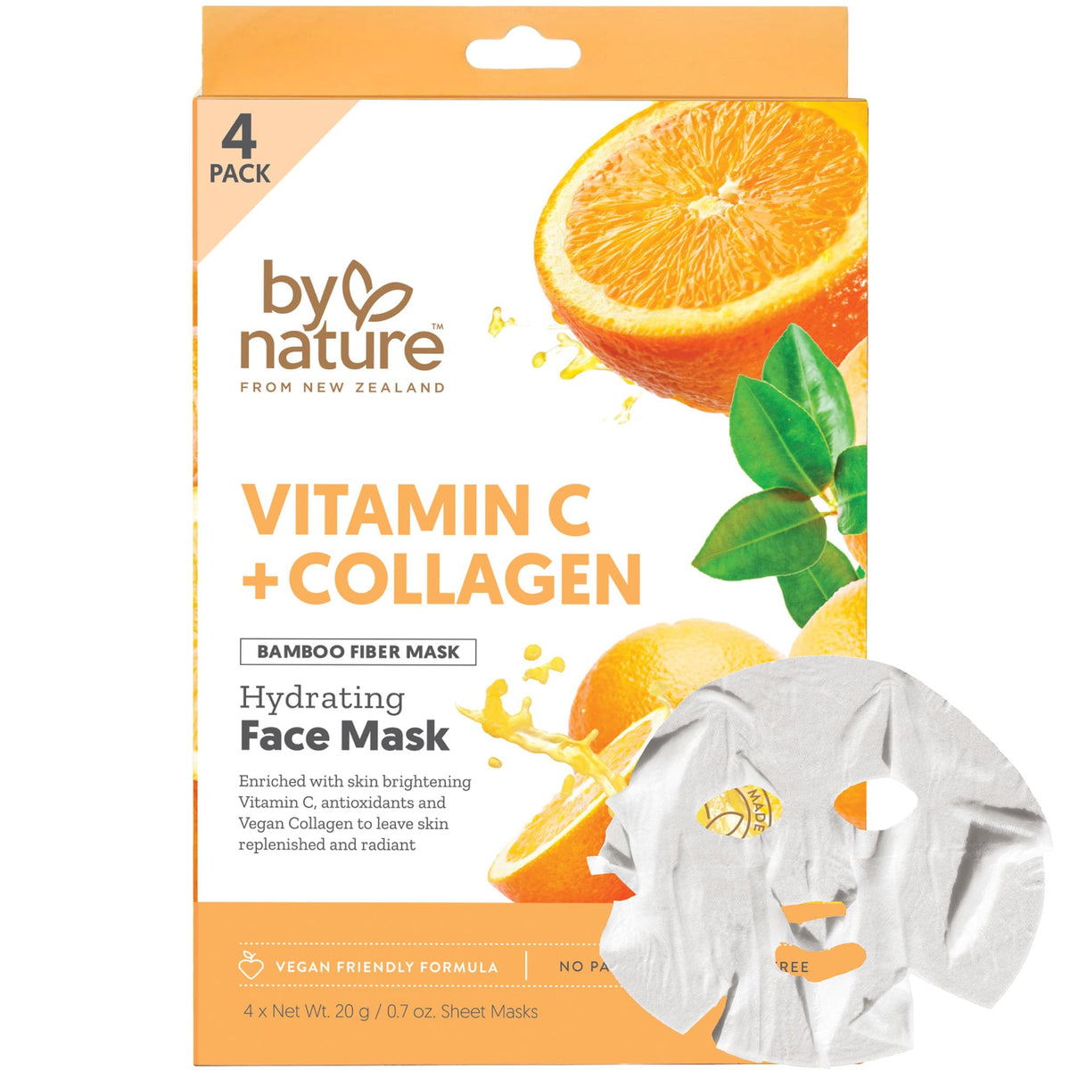 By Nature front packaging showing pack of four masks for convenient use and glow