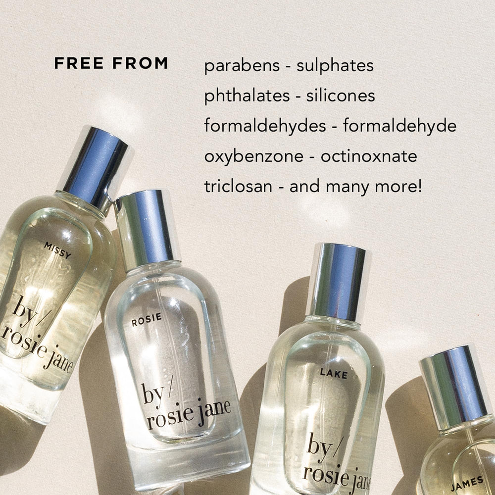 By Rosie Jane bottle beside shower showing post-shower hydration benefit