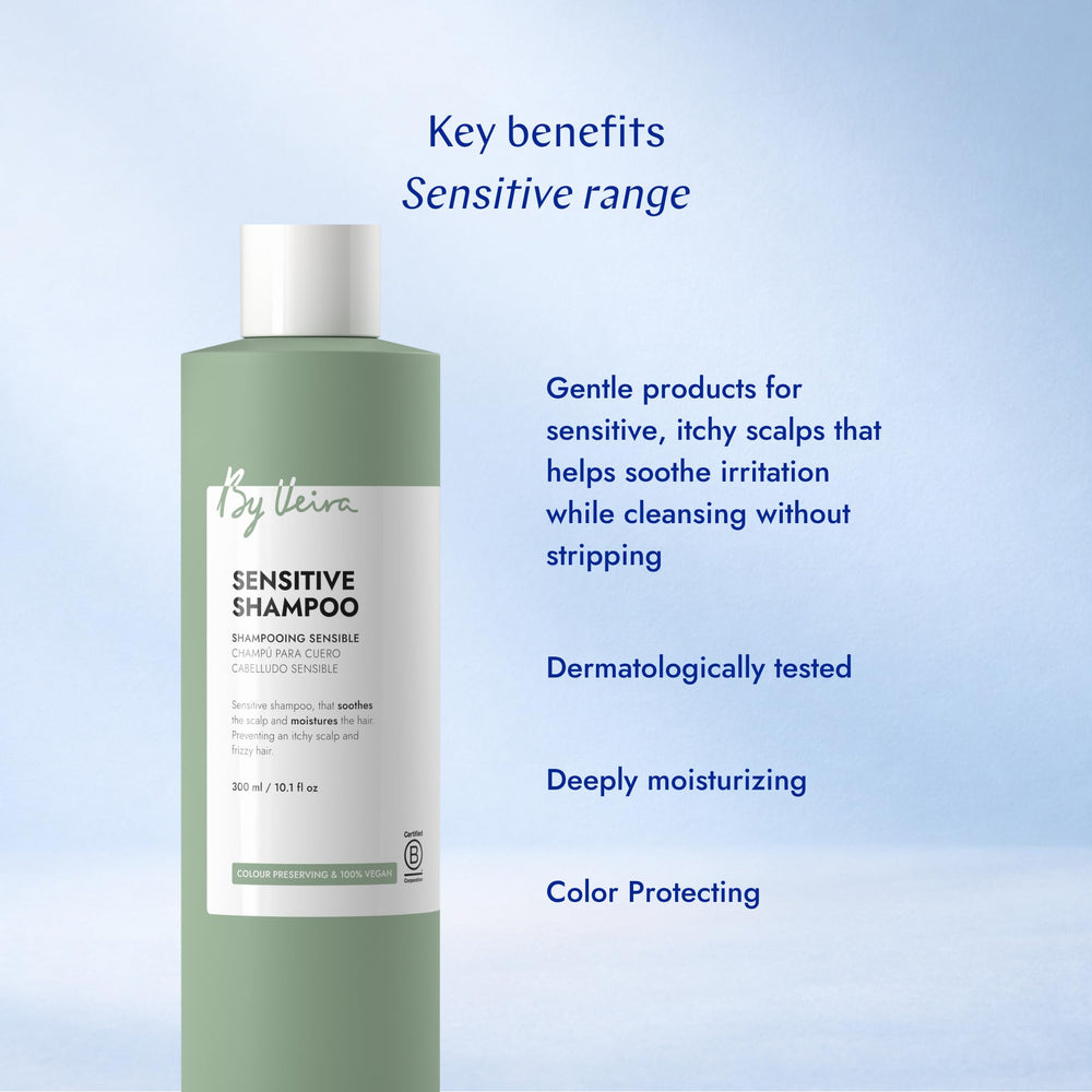 By Veira shampoo lather on wet hair demonstrating mild effective cleanse
