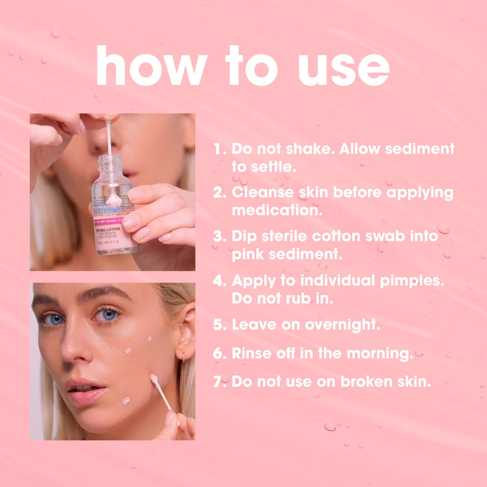 Bye Bye Blemish back label closeup showing ingredients and usage directions
