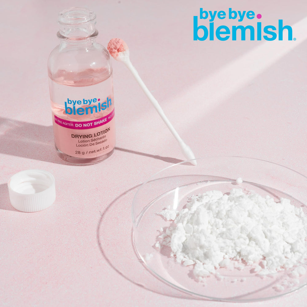 Bye Bye Blemish small lotion dab on fingertip showing spot-specific dosing
