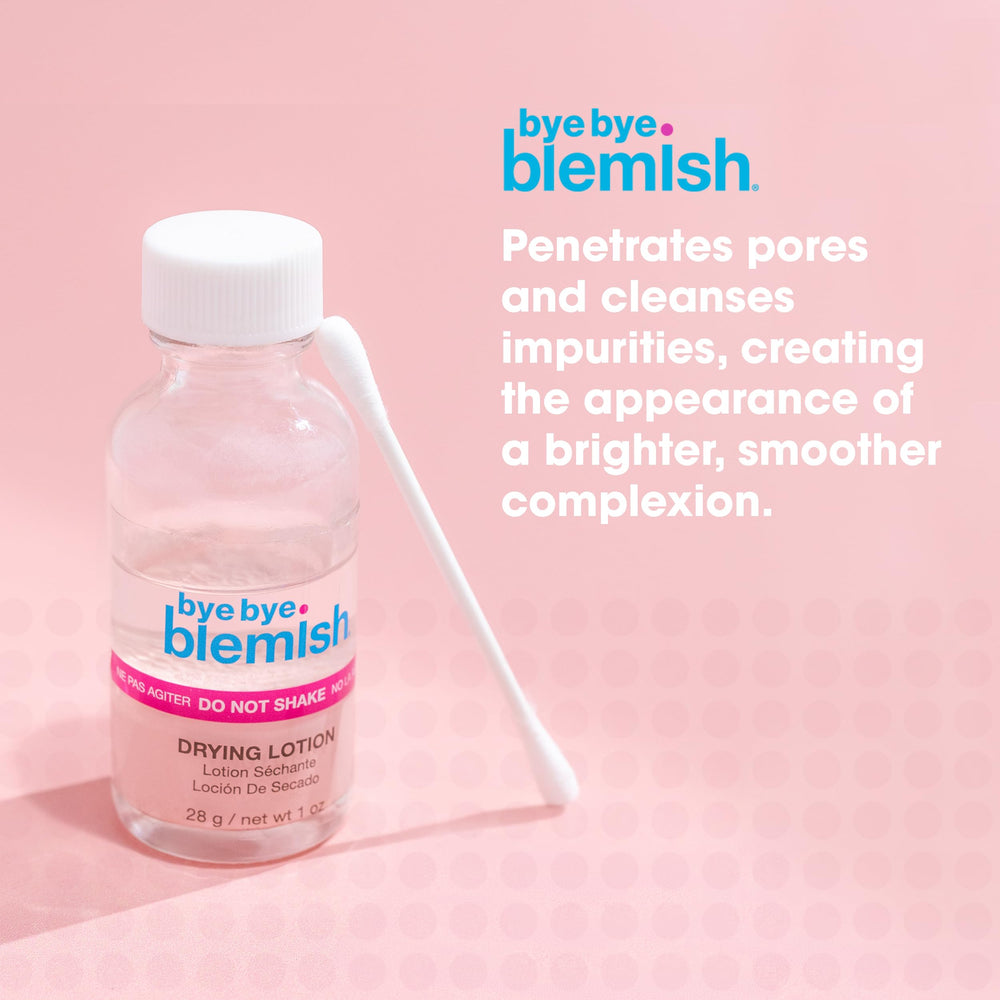 Bye Bye Blemish lotion texture on skin illustrating lightweight fast absorption