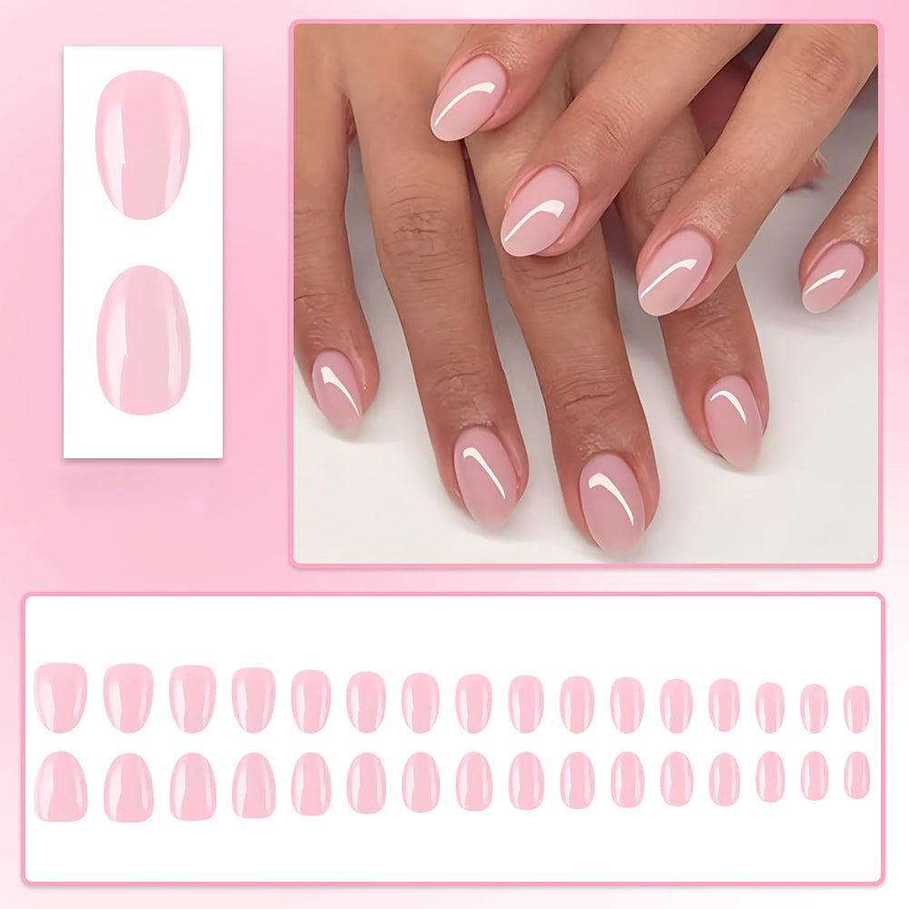 Byeokip close-up of glossy almond tips highlighting smooth finish benefit