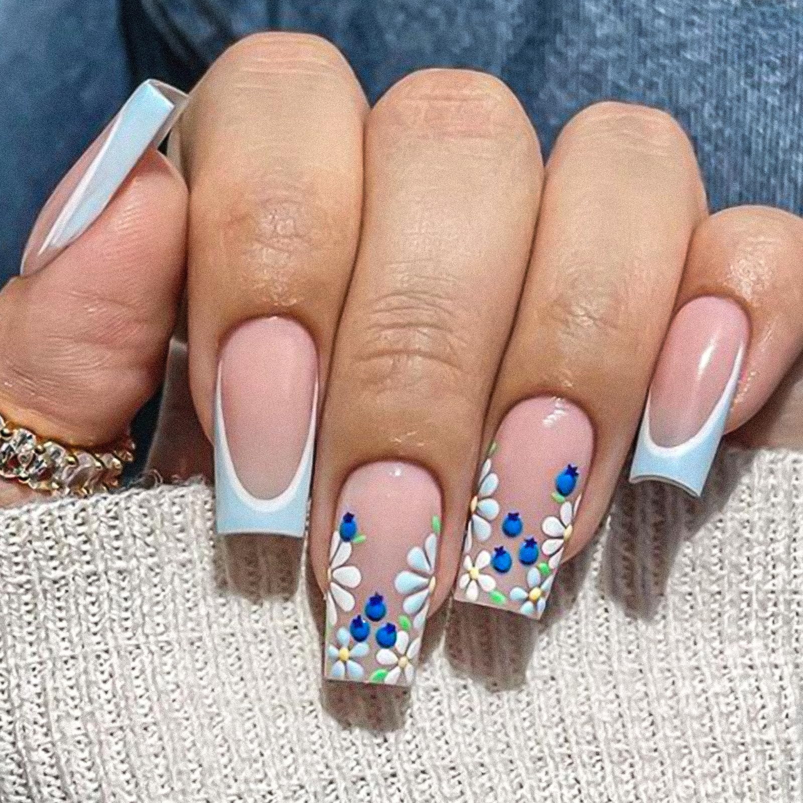 BYETOCE close-up of glossy French tip edge highlighting neat finish and shine