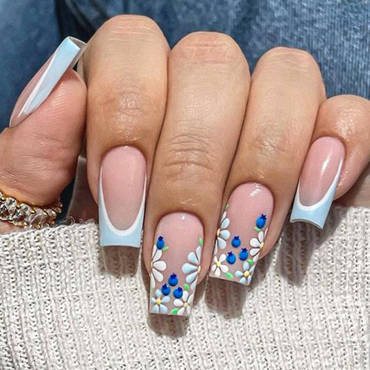 BYETOCE close-up of glossy French tip edge highlighting neat finish and shine