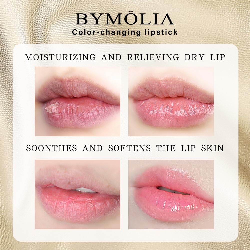 BYMOLIA lip swatch on varied skin tones showing personalized tint
