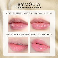 BYMOLIA lip swatch on varied skin tones showing personalized tint