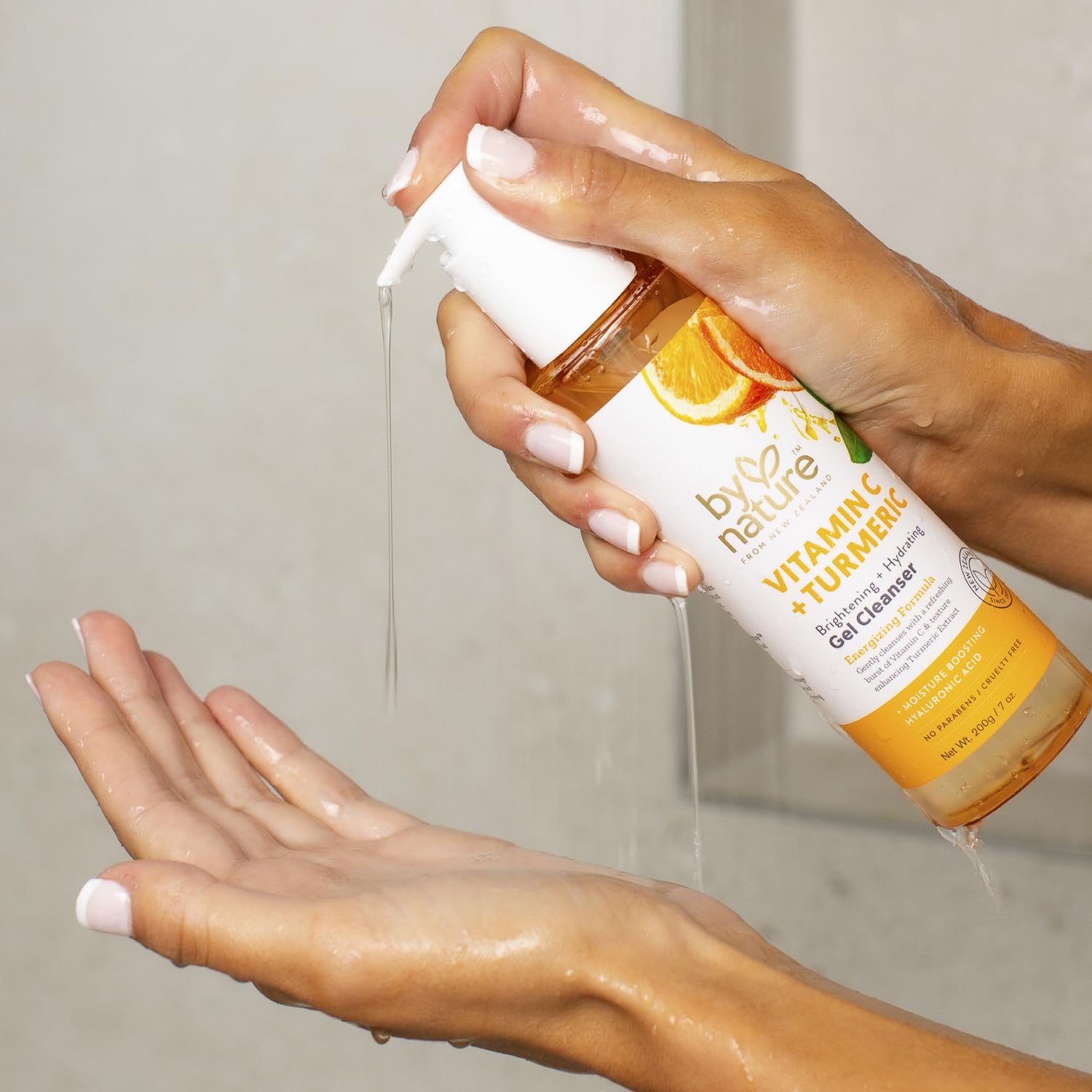 By Nature close-up of gel texture foaming, showing gentle cleansing