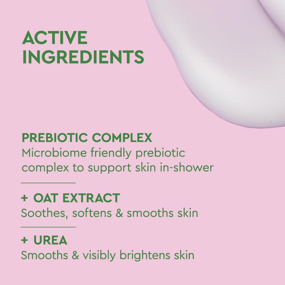 BYOMA label detail with ingredient highlights showing colloidal oat, urea, and prebiotic complex