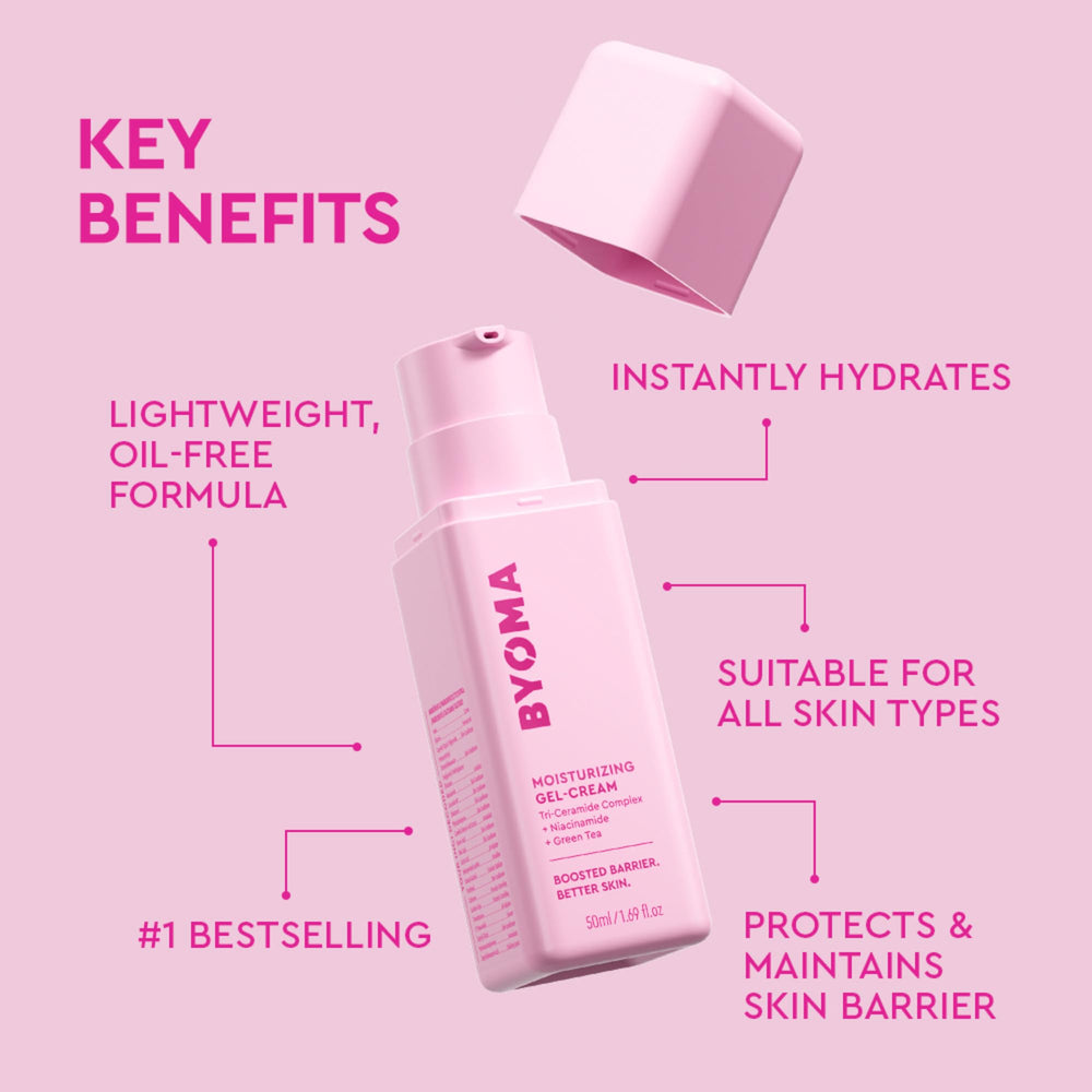 BYOMA dispenser with product on fingertip for easy application