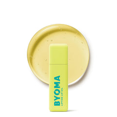 BYOMA lip oil front tube showing compact glossy packaging and travel convenience
