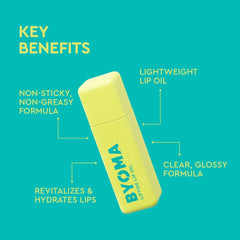 BYOMA oil texture drop highlighting lightweight feel and non-sticky finish