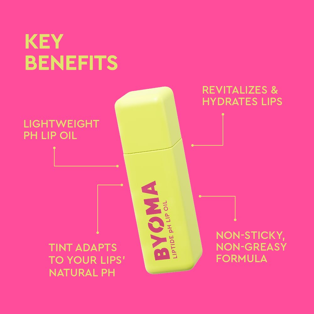 BYOMA Liptide texture swirl highlighting glossy, non-sticky oil benefit
