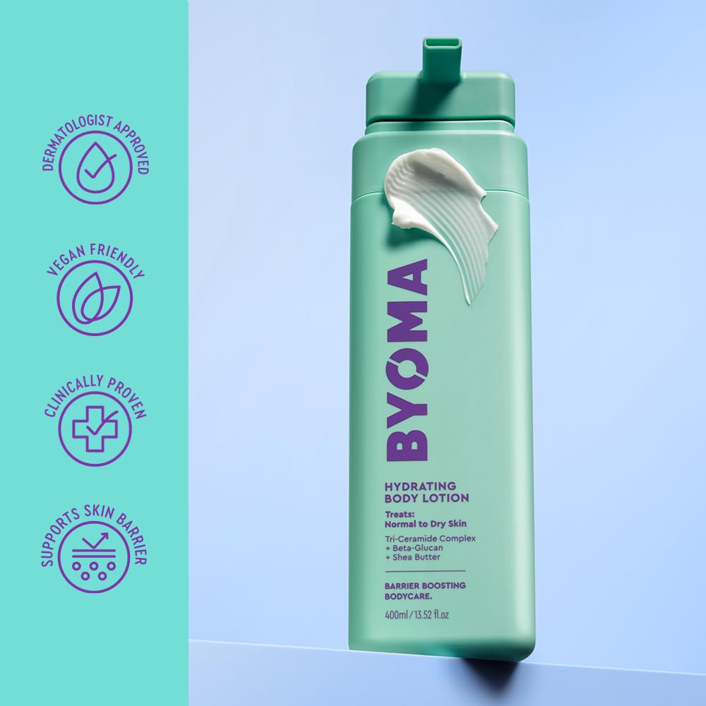 BYOMA lotion applied on arm showing immediate softness benefit