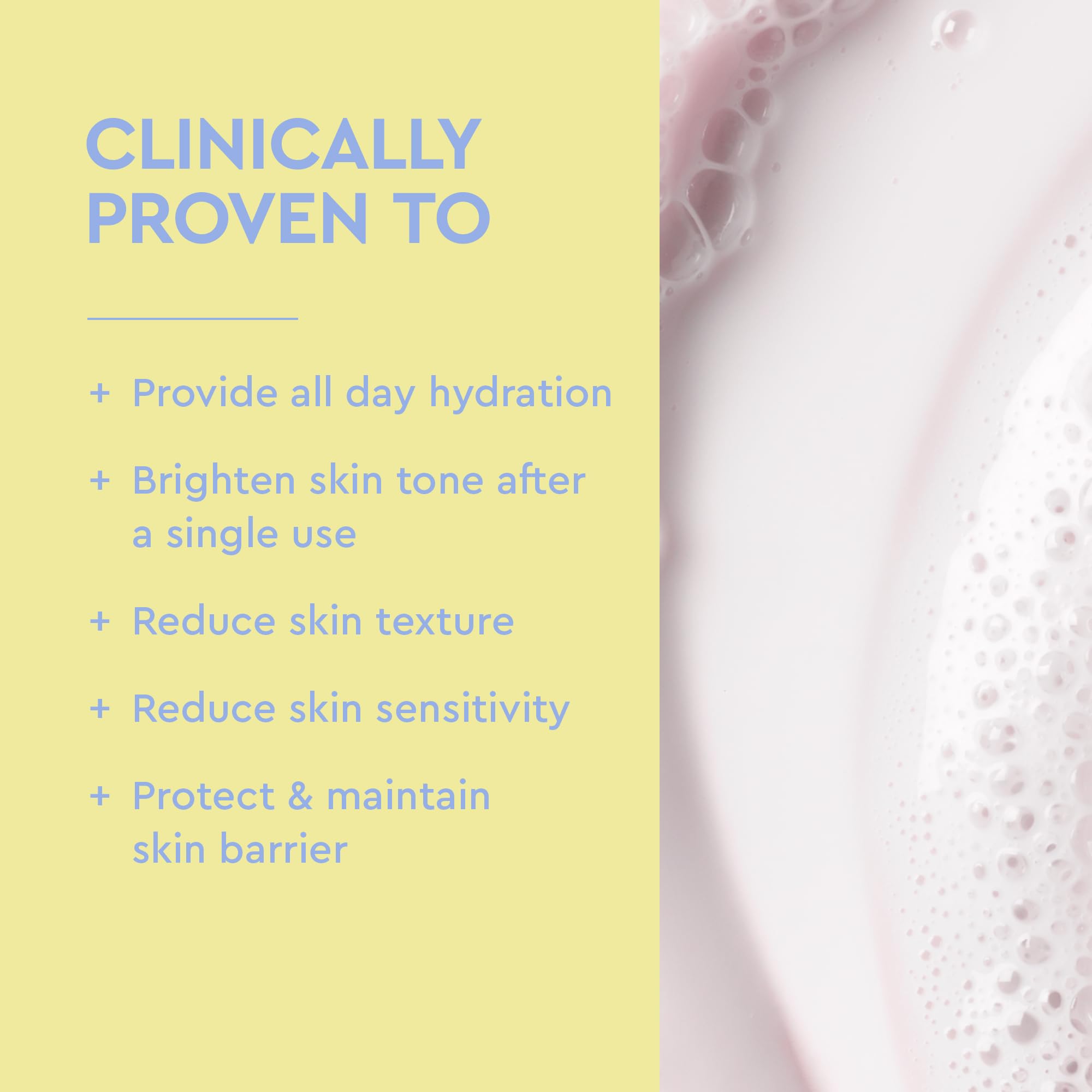 BYOMA close-up milky texture dispensed highlighting gentle hydration