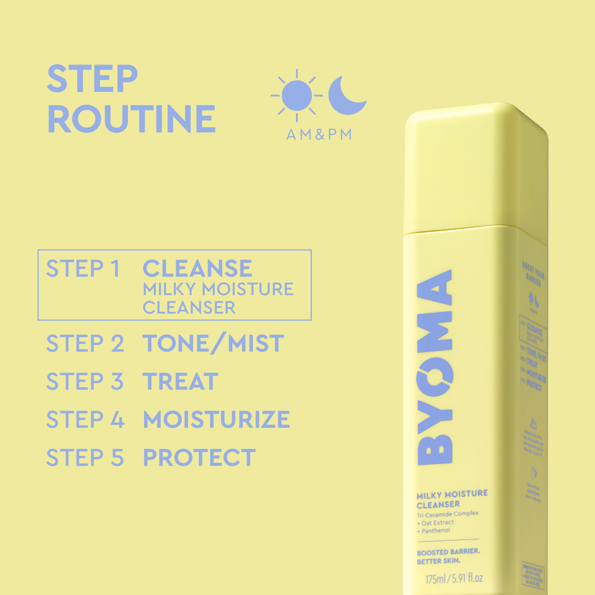 BYOMA cleanser beside measuring tools showing true 5.91 fl oz size