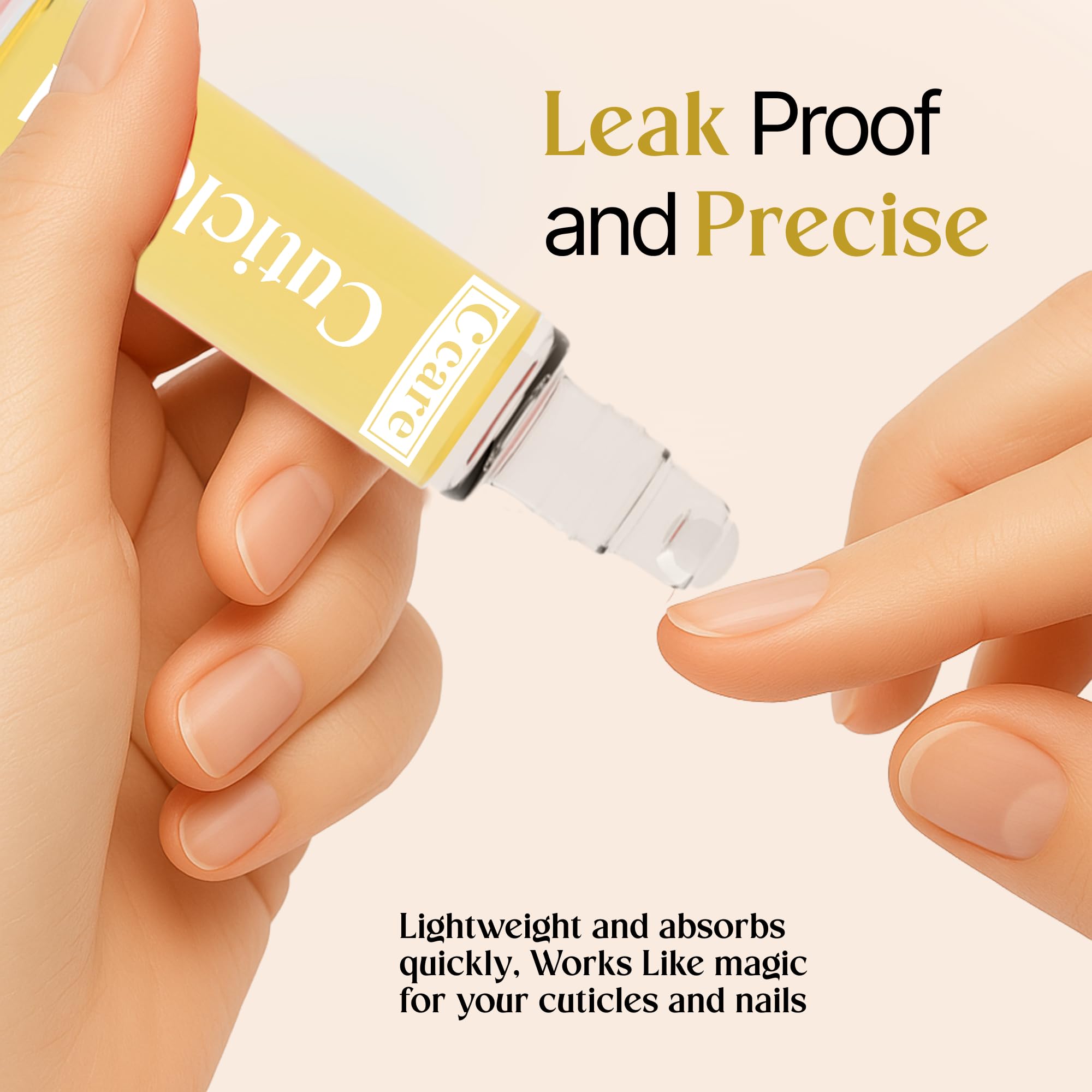 C CARE application on finger demonstrating easy targeted cuticle massage
