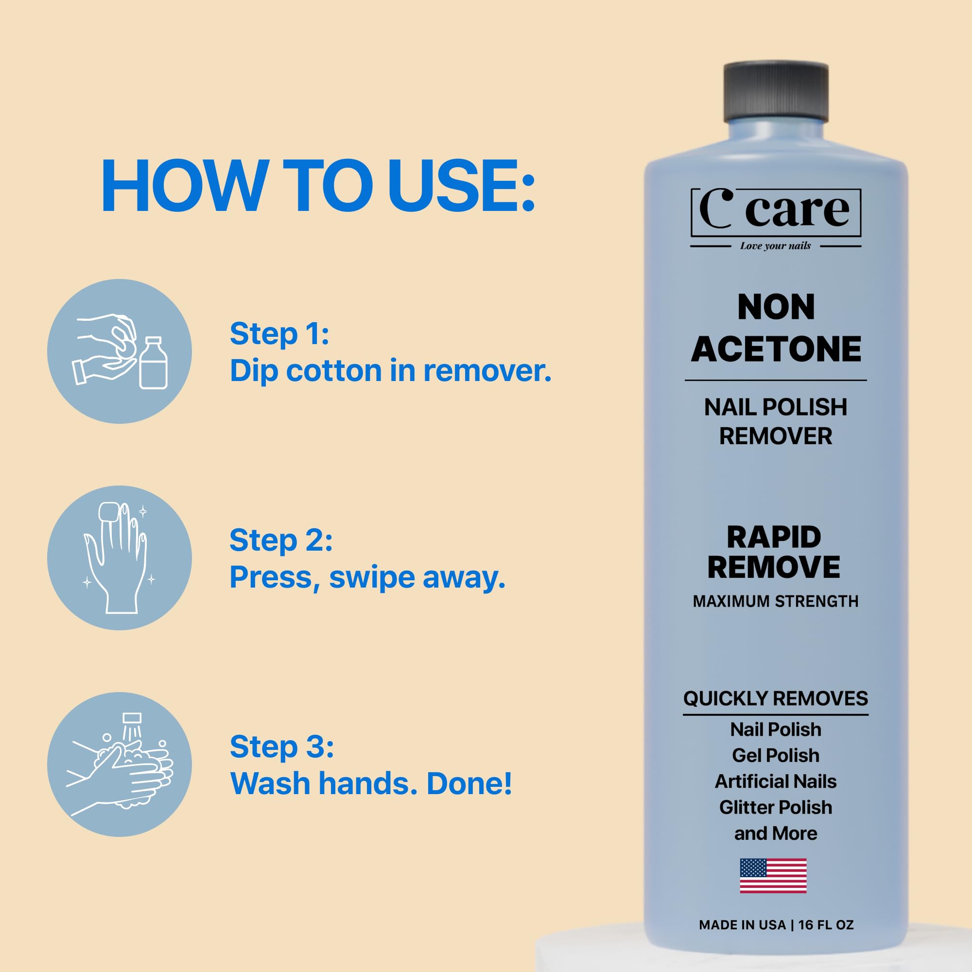 C CARE ingredients label close-up revealing nourishing formula benefit