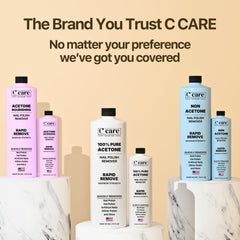 C CARE bottle on salon counter conveying professional-grade, trusted use