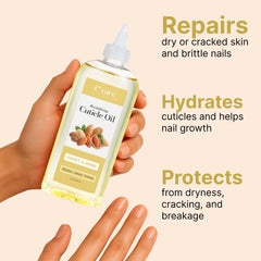 C CARE applying oil to cuticles demonstrating quick massage for overnight repair